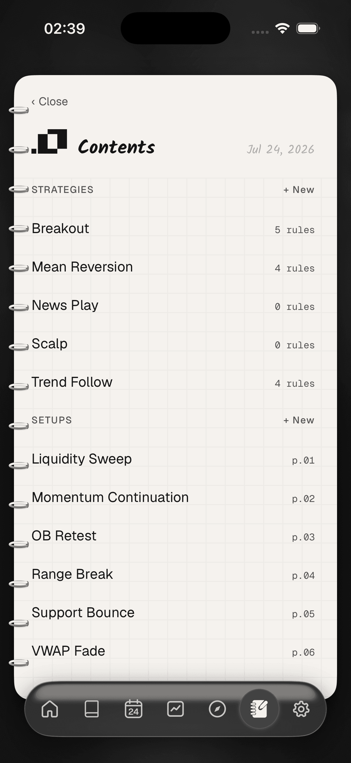 Ordo playbook on iPhone — strategies and setups notebook